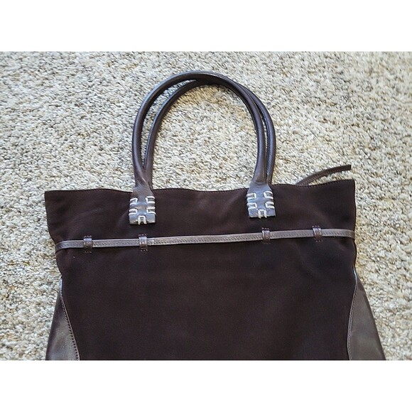 Vtg Press & Bastyan Italian Leather suede Dark Brown Tote Bag Large Rare EUC - Picture 6 of 16